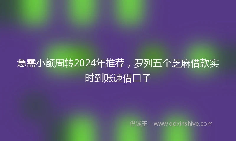 急需小额周转2024年推荐，罗列五个芝麻借款实时到账速借口子