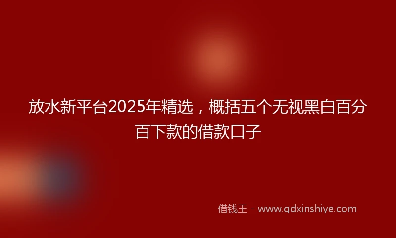 放水新平台2025年精选，概括五个无视黑白百分百下款的借款口子
