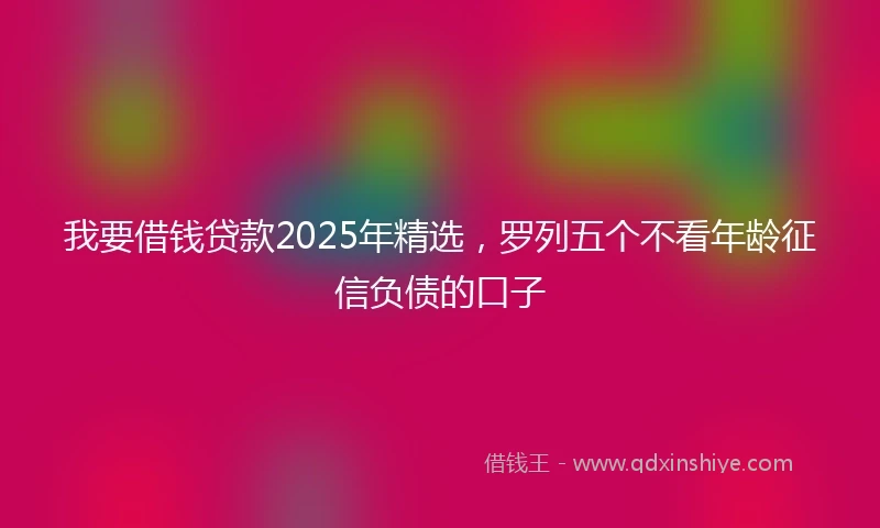 我要借钱贷款2025年精选,罗列五个不看年龄征信负债的口子