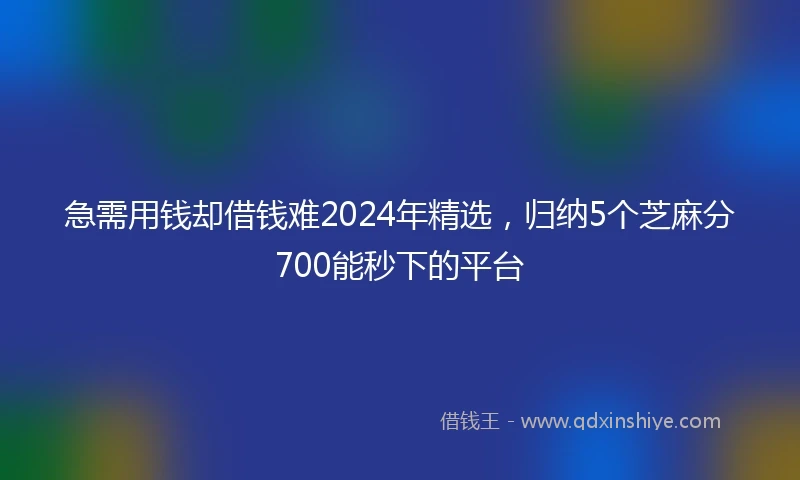 急需用钱却借钱难2024年精选，归纳5个芝麻分700能秒下的平台