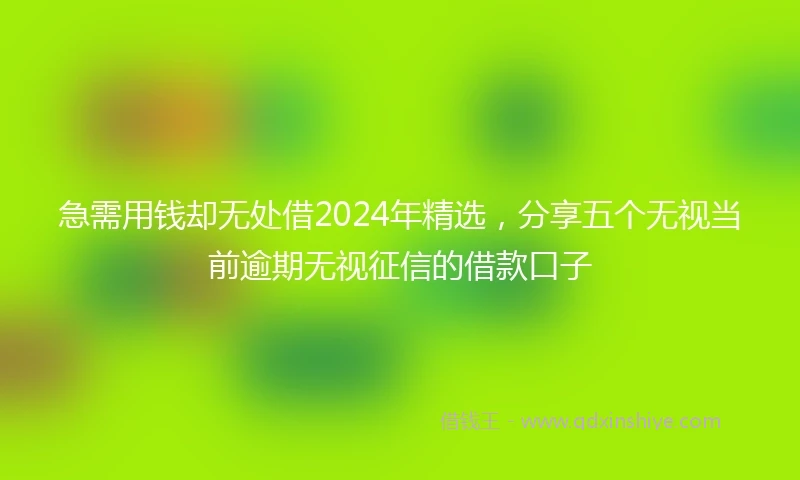 急需用钱却无处借2024年精选，分享五个无视当前逾期无视征信的借款口子