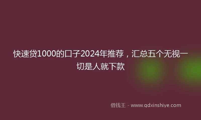 快速贷1000的口子2024年推荐，汇总五个无视一切是人就下款