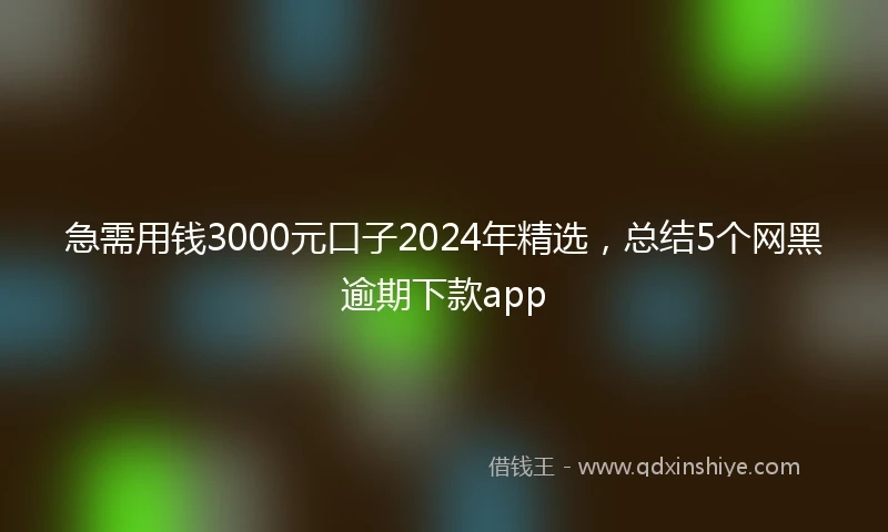 急需用钱3000元口子2024年精选，总结5个网黑逾期下款app