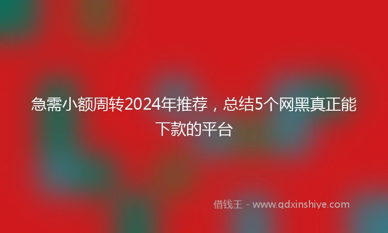急需小额周转2024年推荐，总结5个网黑真正能下款的平台