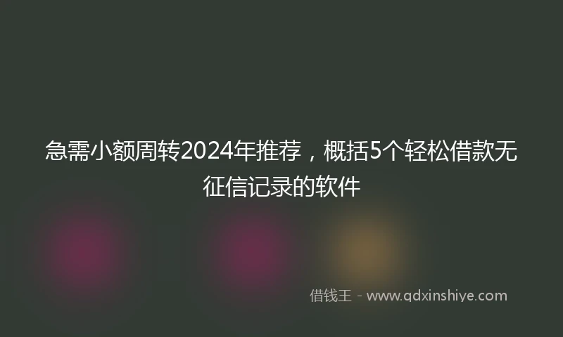 急需小额周转2024年推荐，概括5个轻松借款无征信记录的软件