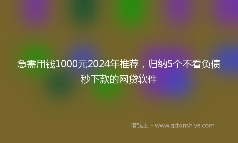 急需用钱1000元2024年推荐，归纳5个不看负债秒下款的网贷软件