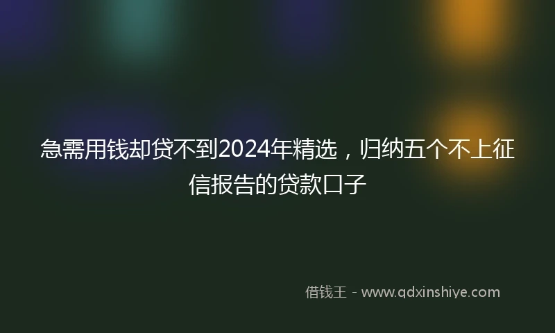 急需用钱却贷不到2024年精选，归纳五个不上征信报告的贷款口子