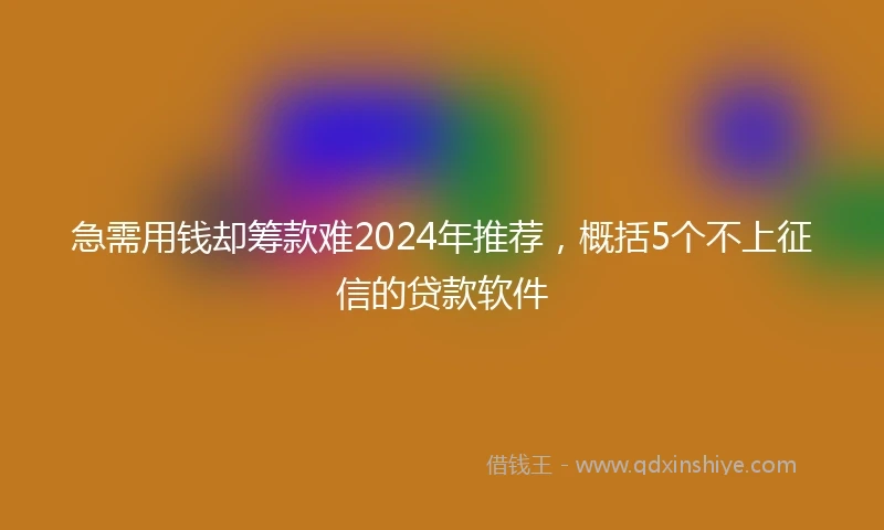 急需用钱却筹款难2024年推荐，概括5个不上征信的贷款软件