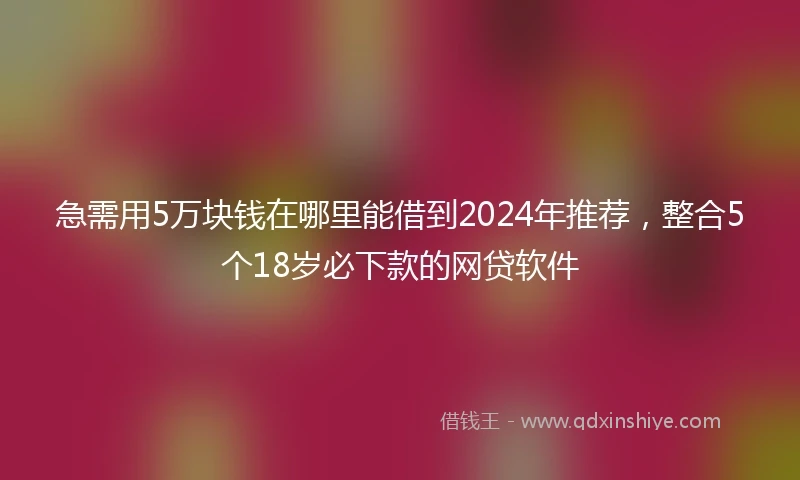 急需用5万块钱在哪里能借到2024年推荐，整合5个18岁必下款的网贷软件