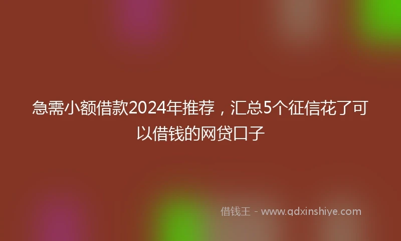 急需小额借款2024年推荐，汇总5个征信花了可以借钱的网贷口子