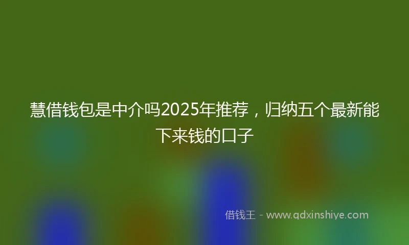 慧借钱包是中介吗2025年推荐，归纳五个最新能下来钱的口子
