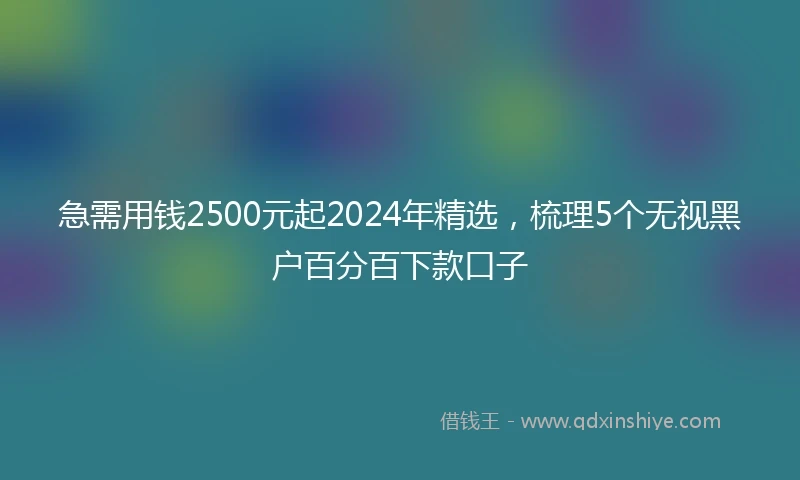 急需用钱2500元起2024年精选，梳理5个无视黑户百分百下款口子