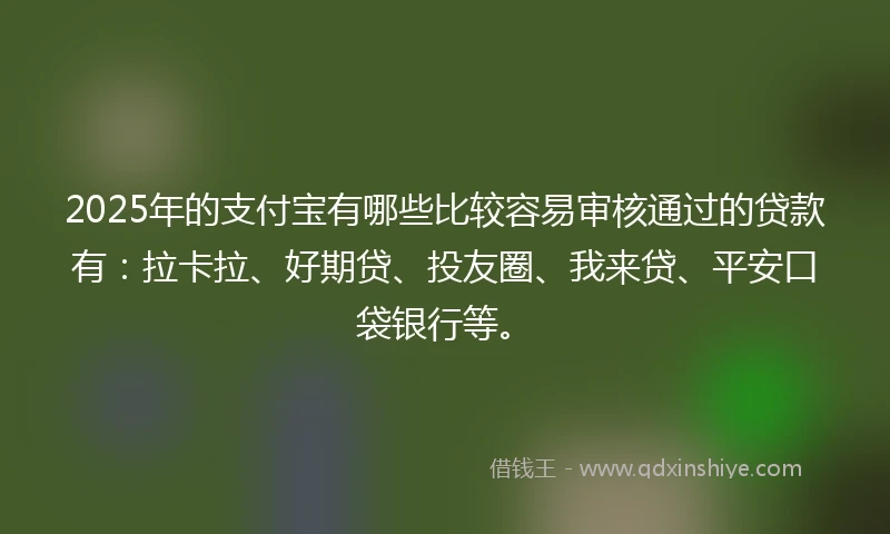 2025年的支付宝有哪些比较容易审核通过的贷款有：拉卡拉、好期贷、投友圈、我来贷、平安口袋银行等。