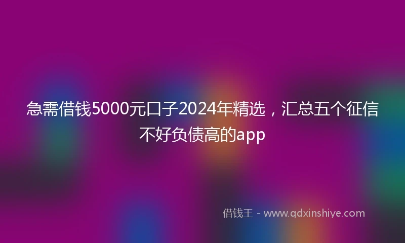 急需借钱5000元口子2024年精选，汇总五个征信不好负债高的app