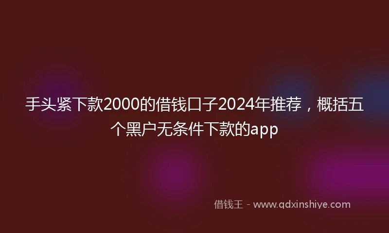 手头紧下款2000的借钱口子2024年推荐，概括五个黑户无条件下款的app
