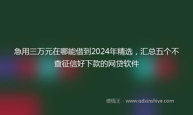 急用三万元在哪能借到2024年精选，汇总五个不查征信好下款的网贷软件
