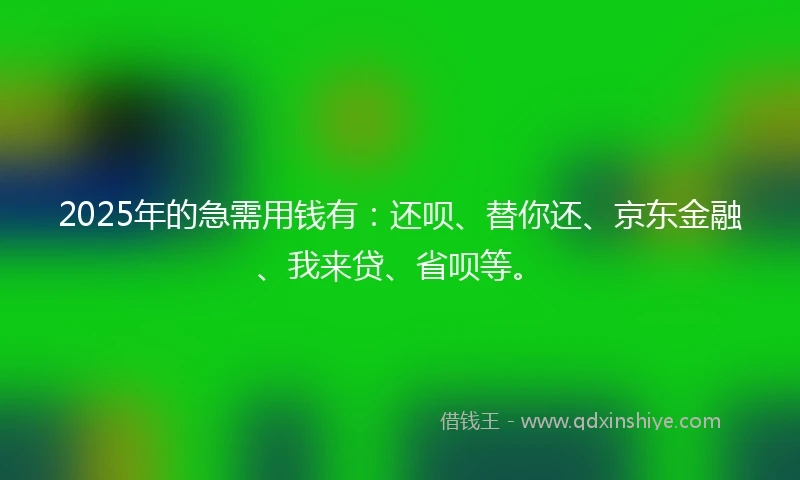 2025年的急需用钱有：还呗、替你还、京东金融、我来贷、省呗等。