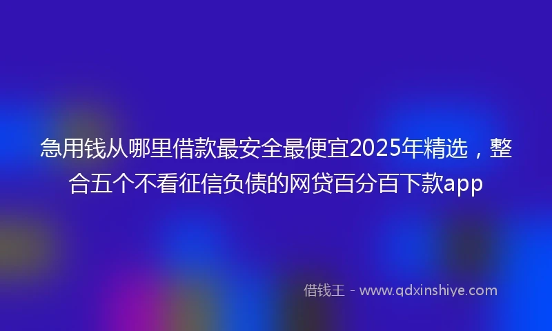 急用钱从哪里借款最安全最便宜2025年精选，整合五个不看征信负债的网贷百分百下款app