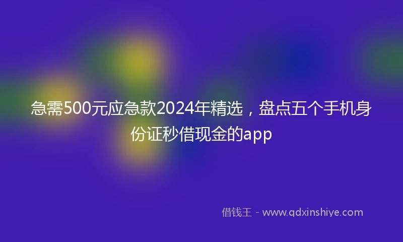 急需500元应急款2024年精选，盘点五个手机身份证秒借现金的app