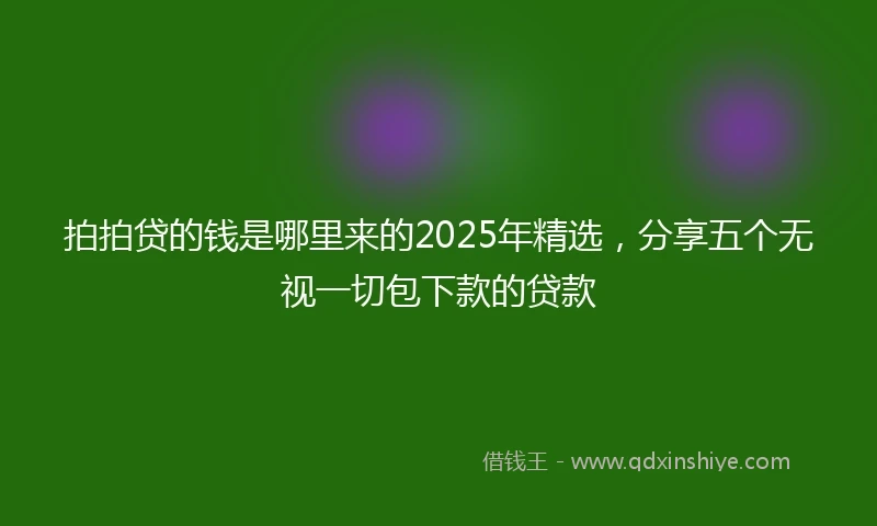 拍拍贷的钱是哪里来的2025年精选，分享五个无视一切包下款的贷款