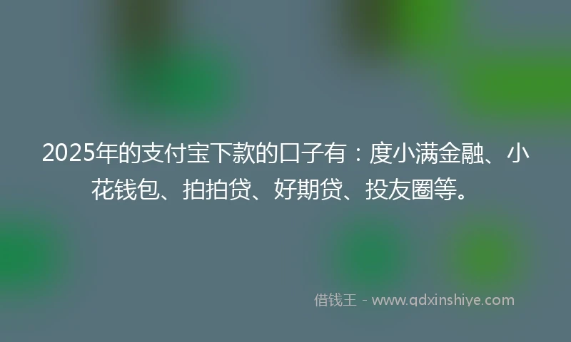 2025年的支付宝下款的口子有：度小满金融、小花钱包、拍拍贷、好期贷、投友圈等。