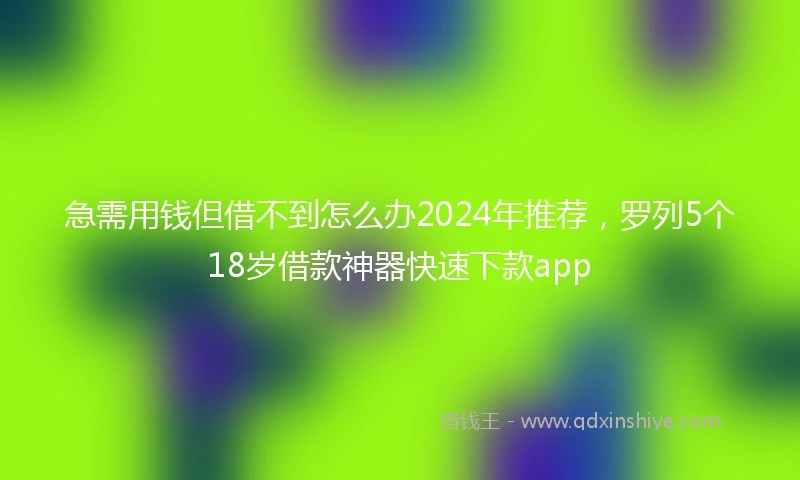 急需用钱但借不到怎么办2024年推荐，罗列5个18岁借款神器快速下款app