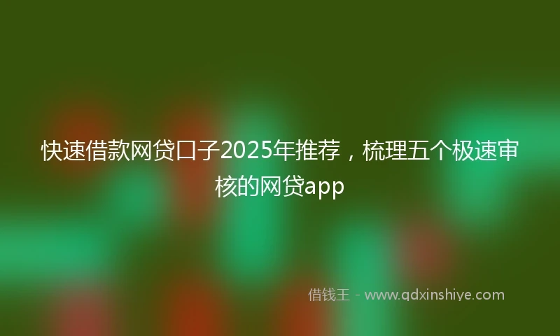 快速借款网贷口子2025年推荐，梳理五个极速审核的网贷app