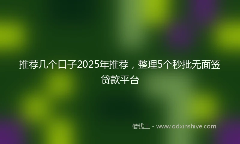 推荐几个口子2025年推荐，整理5个秒批无面签贷款平台