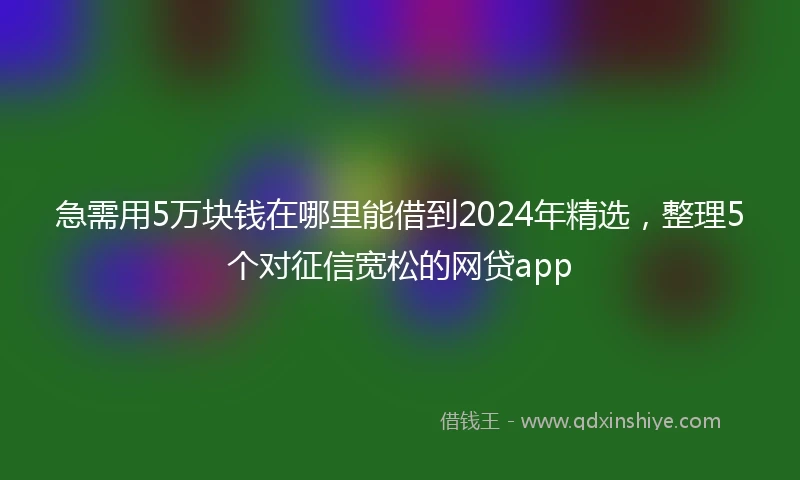 急需用5万块钱在哪里能借到2024年精选，整理5个对征信宽松的网贷app