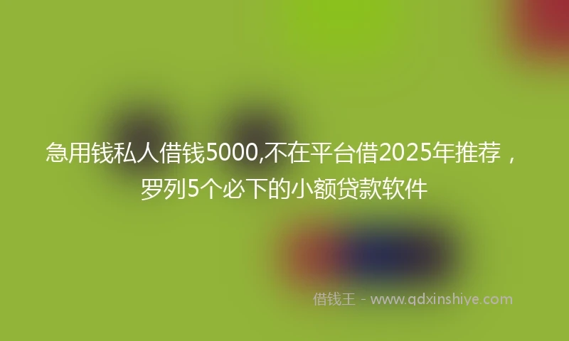急用钱私人借钱5000,不在平台借2025年推荐，罗列5个必下的小额贷款软件