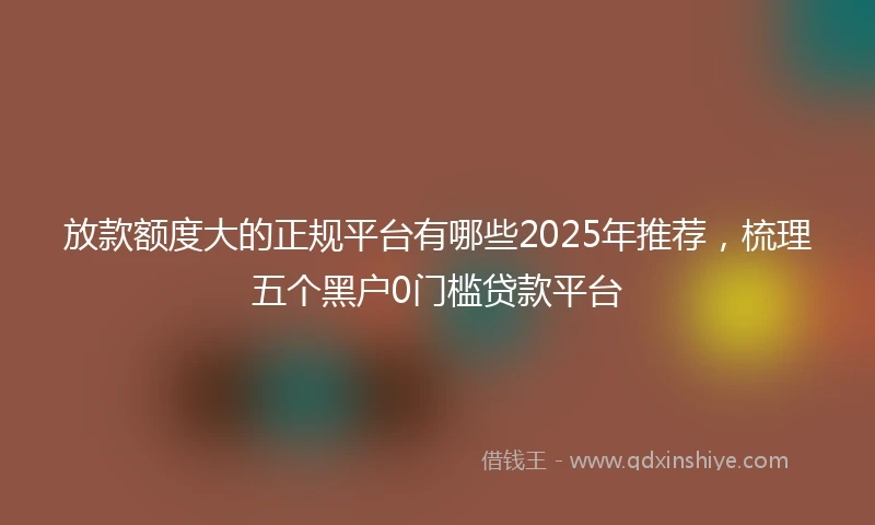 放款额度大的正规平台有哪些2025年推荐，梳理五个黑户0门槛贷款平台