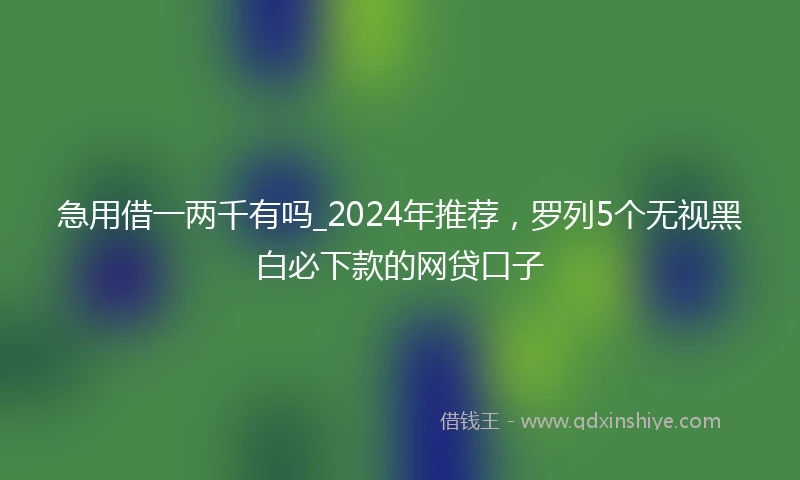 急用借一两千有吗_2024年推荐，罗列5个无视黑白必下款的网贷口子