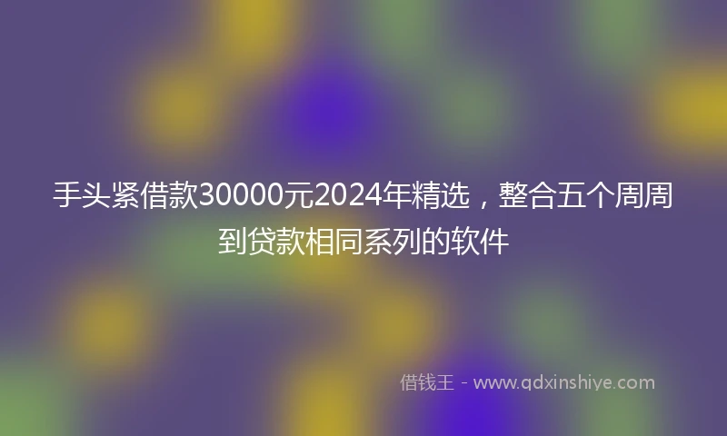 手头紧借款30000元2024年精选，整合五个周周到贷款相同系列的软件