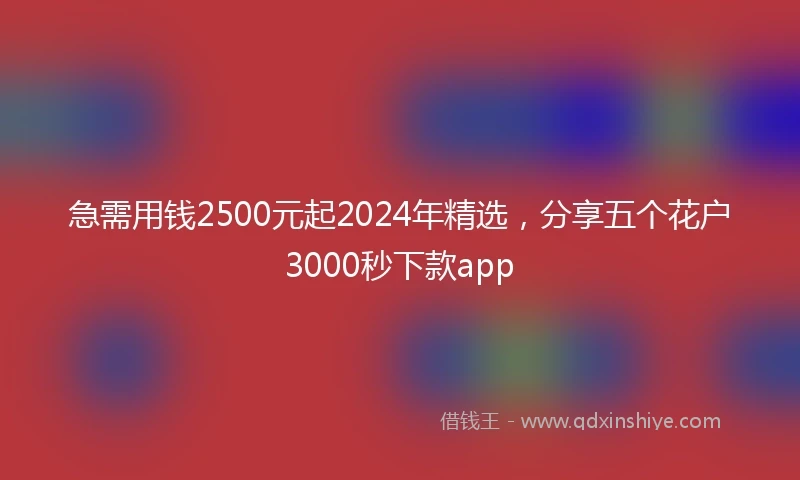 急需用钱2500元起2024年精选，分享五个花户3000秒下款app