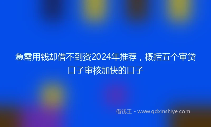 急需用钱却借不到资2024年推荐，概括五个审贷口子审核加快的口子
