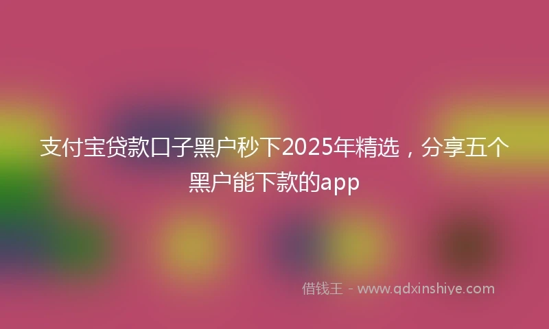 支付宝贷款口子黑户秒下2025年精选，分享五个黑户能下款的app