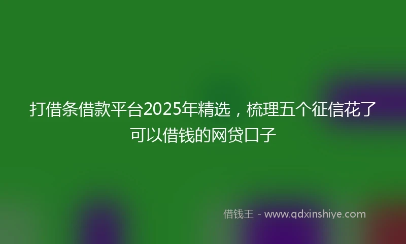 打借条借款平台2025年精选，梳理五个征信花了可以借钱的网贷口子