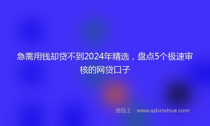 急需用钱却贷不到2024年精选，盘点5个极速审核的网贷口子