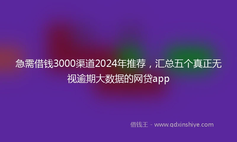 急需借钱3000渠道2024年推荐，汇总五个真正无视逾期大数据的网贷app