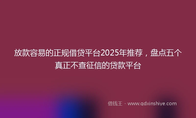 放款容易的正规借贷平台2025年推荐，盘点五个真正不查征信的贷款平台