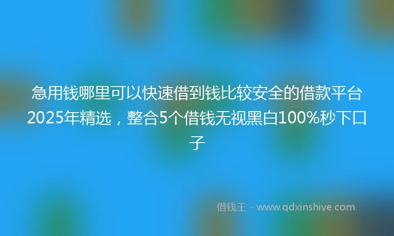 急用钱哪里可以快速借到钱比较安全的借款平台2025年精选，整合5个借钱无视黑白100%秒下口子
