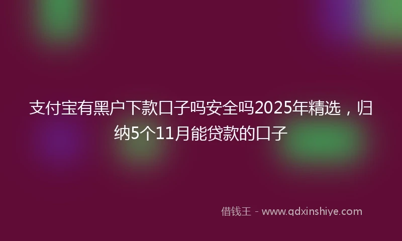 支付宝有黑户下款口子吗安全吗2025年精选，归纳5个11月能贷款的口子