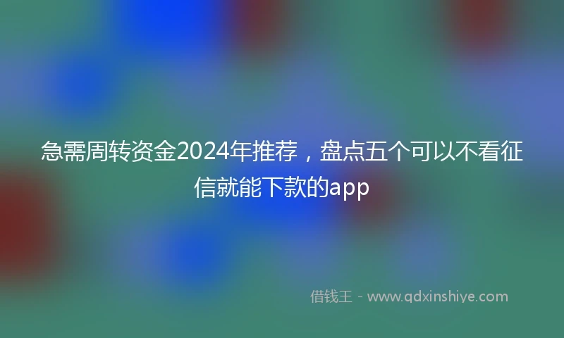急需周转资金2024年推荐，盘点五个可以不看征信就能下款的app