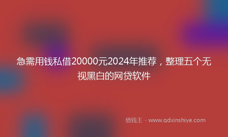 急需用钱私借20000元2024年推荐，整理五个无视黑白的网贷软件