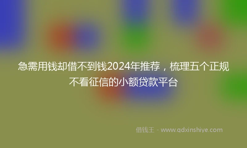 急需用钱却借不到钱2024年推荐，梳理五个正规不看征信的小额贷款平台