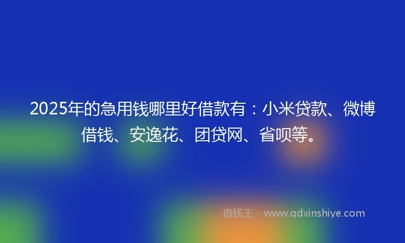 2025年的急用钱哪里好借款有：小米贷款、微博借钱、安逸花、团贷网、省呗等。