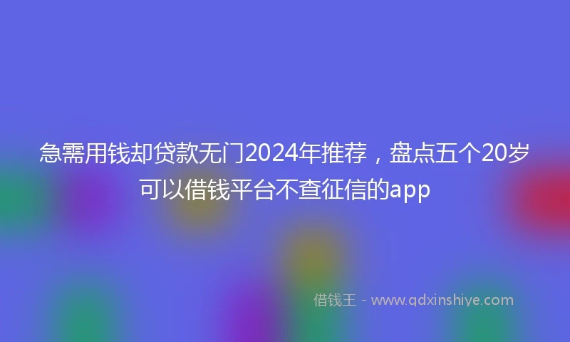急需用钱却贷款无门2024年推荐，盘点五个20岁可以借钱平台不查征信的app