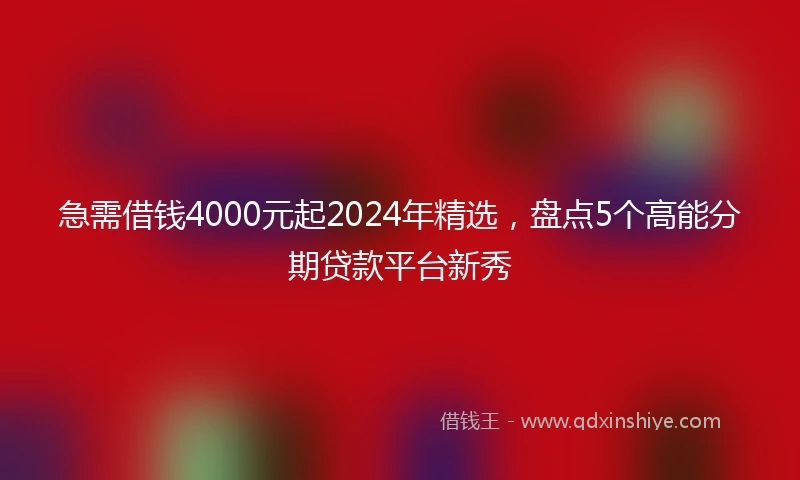 急需借钱4000元起2024年精选，盘点5个高能分期贷款平台新秀