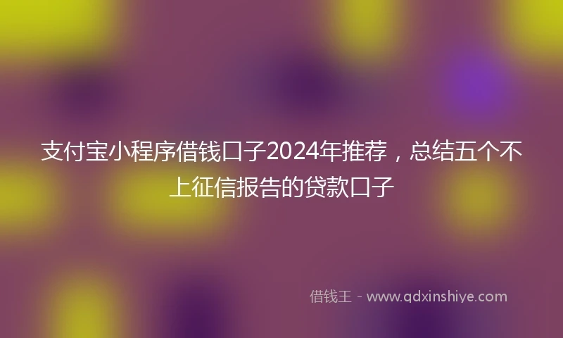 支付宝小程序借钱口子2024年推荐，总结五个不上征信报告的贷款口子