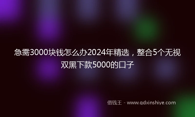 急需3000块钱怎么办2024年精选，整合5个无视双黑下款5000的口子